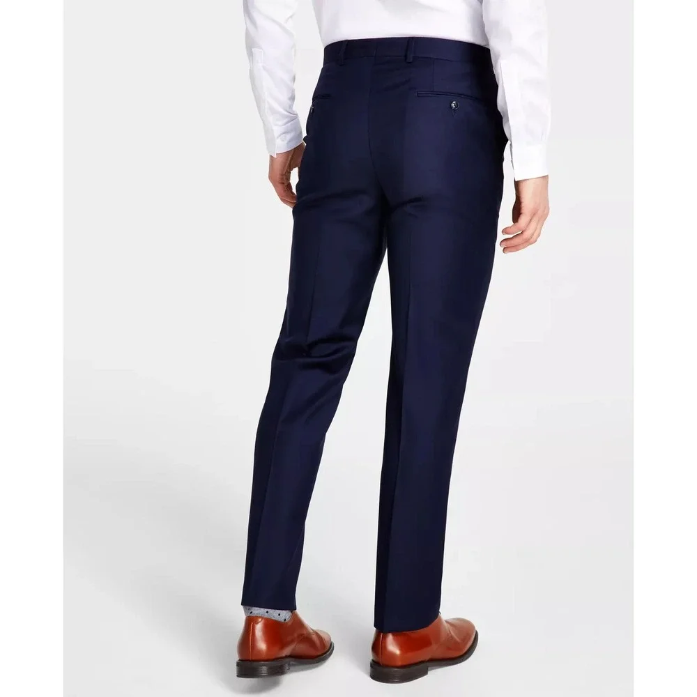 Michael Kors Mens Classic-fit 2-pc Suit Jacket Blazer Pants 42R 36W 30 Navy Wool